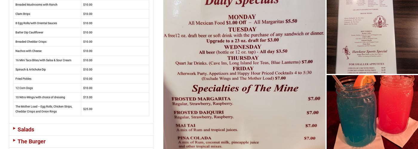 Dubuque Mining Co Menu