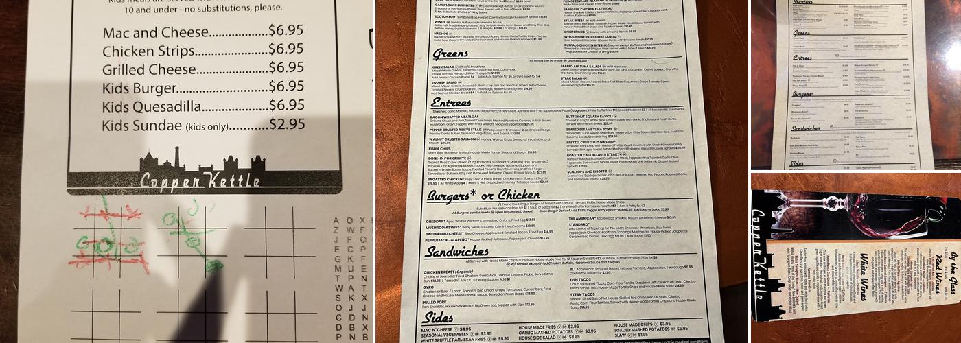 Copper Kettle Menu