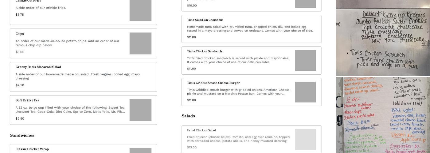 Angi's Eats & Sweets Menu