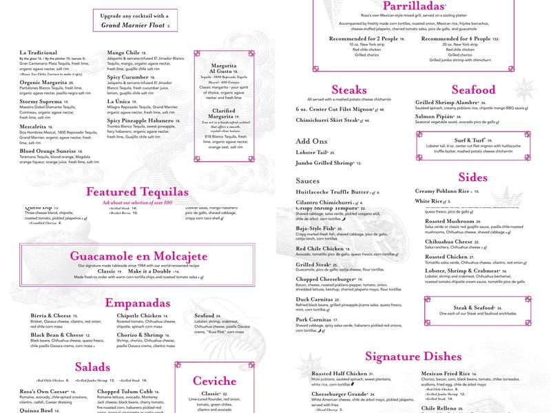 Rosa Mexicano Menu