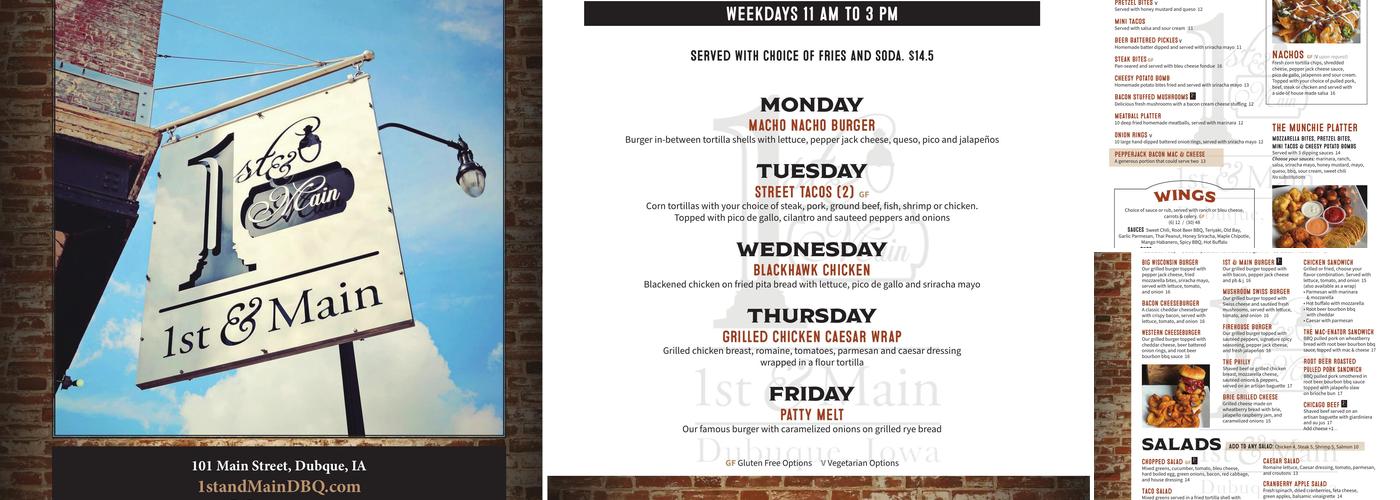 1st & Main Menu