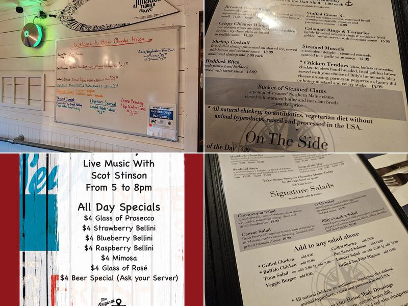 Billy's Chowder House Menu