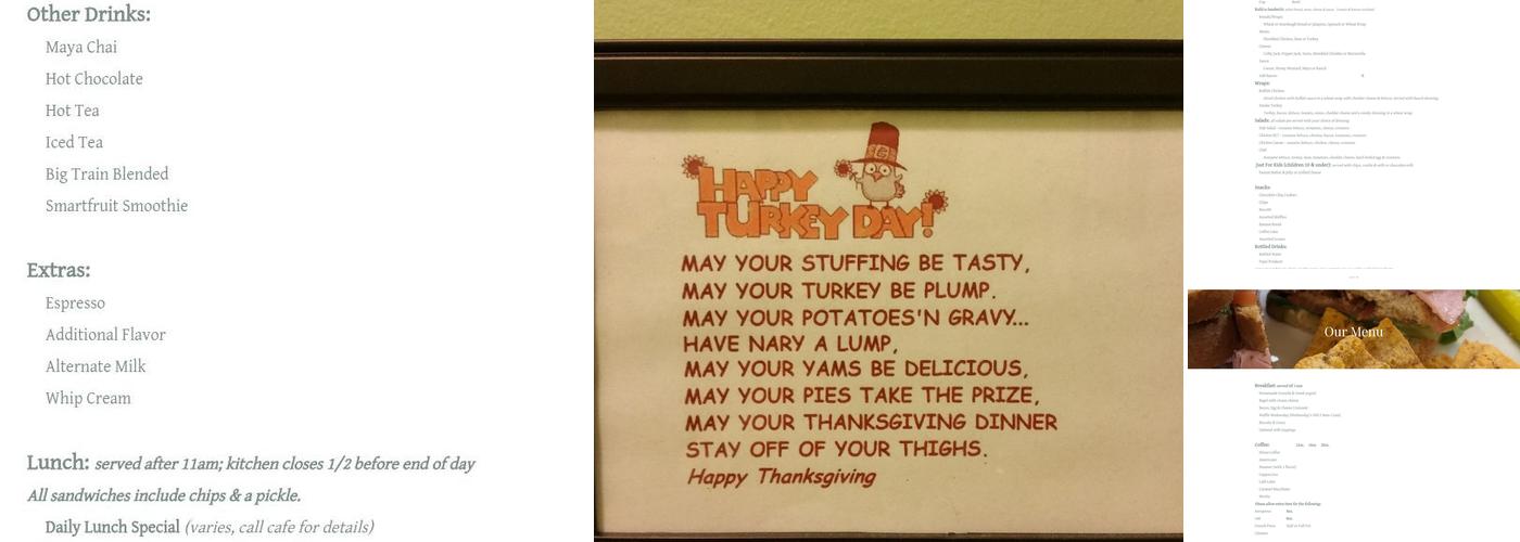 The Java Bean Cafe Menu