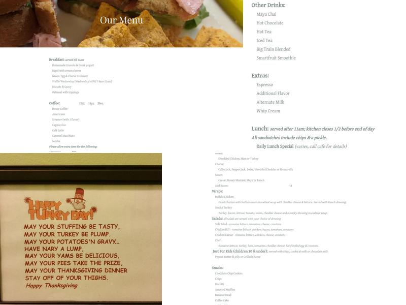 The Java Bean Cafe Menu