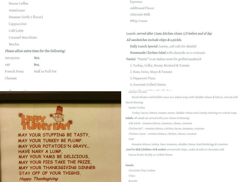 The Java Bean Cafe Menu