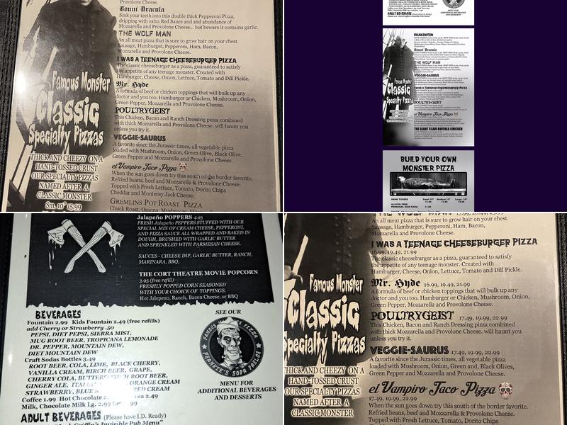 Famous Monster Pizza Menu