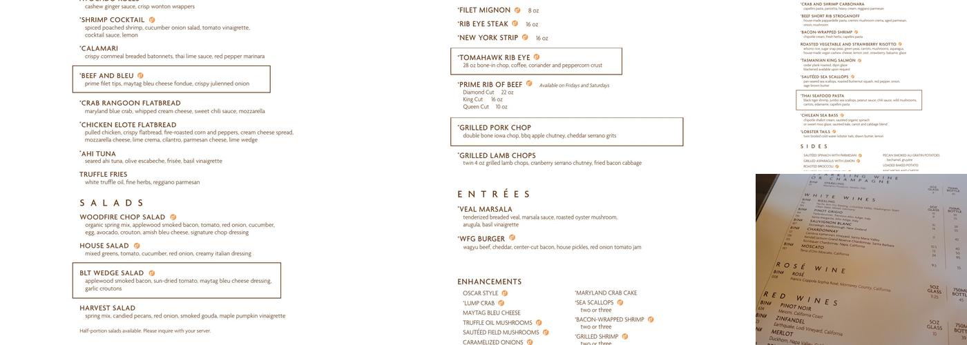 Woodfire Grille Menu