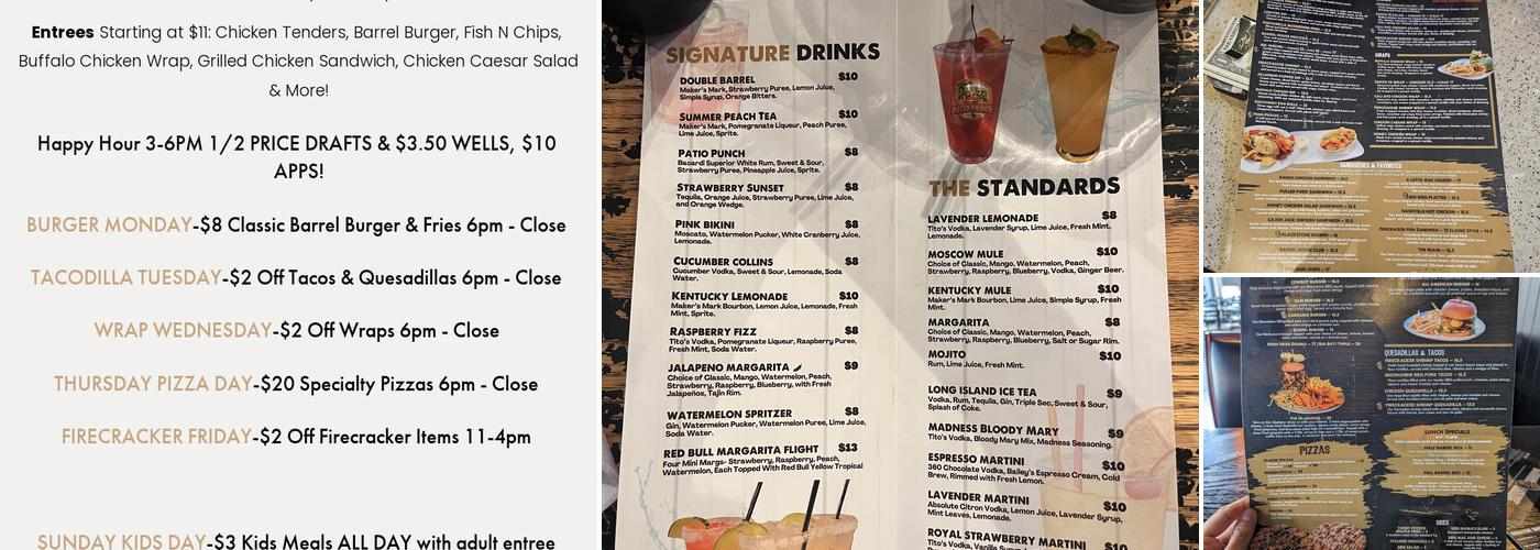 Barrel House Menu