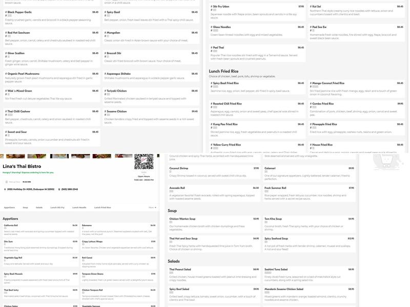 Lina's Thai Bistro Menu
