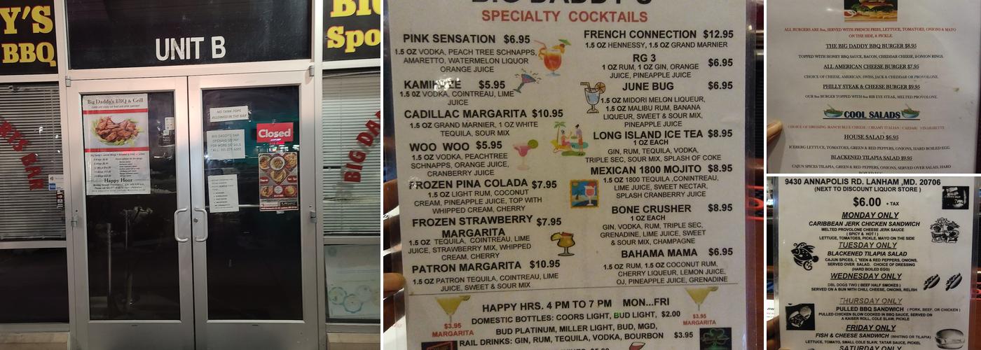 Big Daddy's Menu