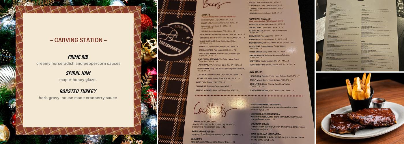 Joe Theismann's Restaurant Menu