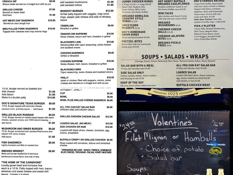 Doc's Stadium Menu