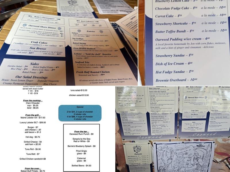 Oarweed Restaurant Menu