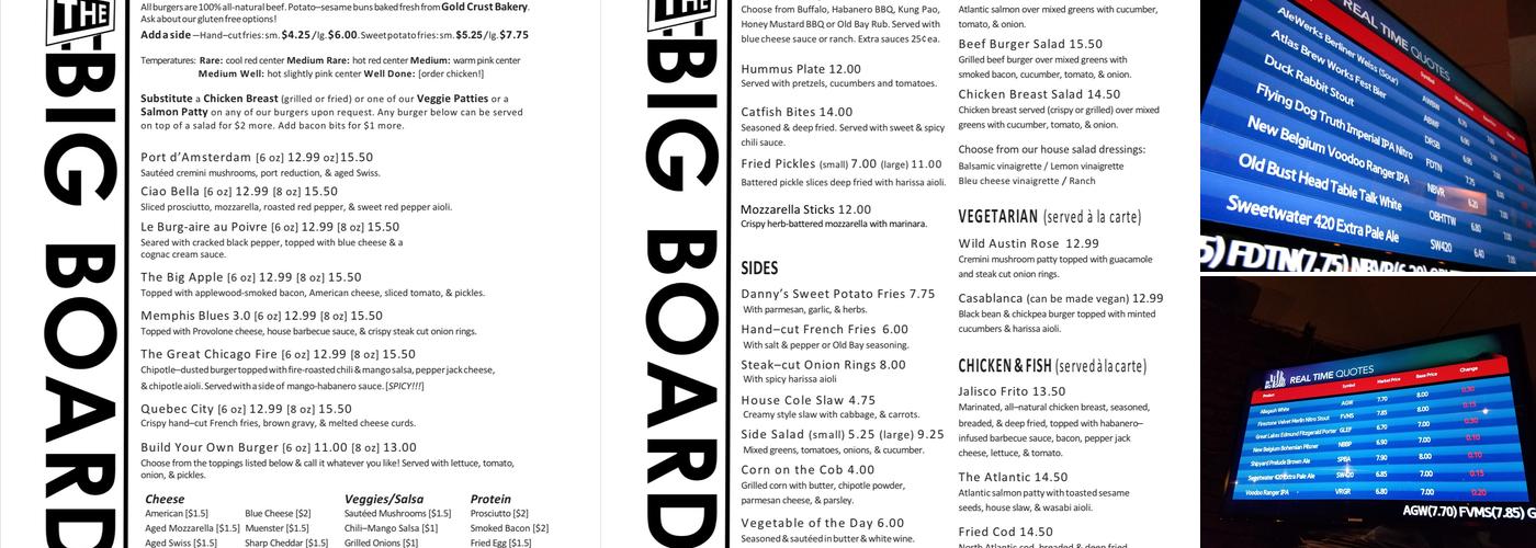 The Big Board Menu
