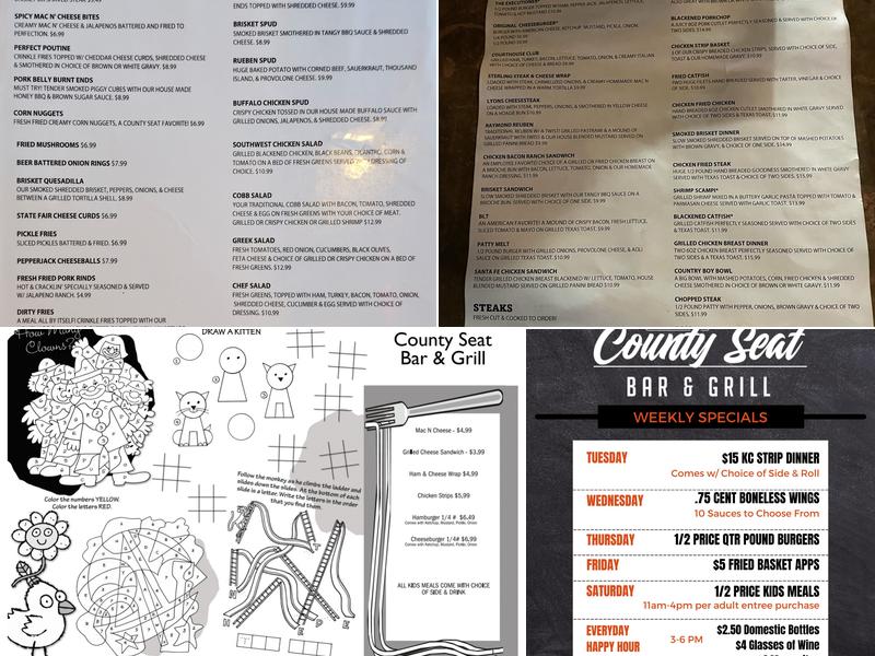County Seat Bar and Grill Menu