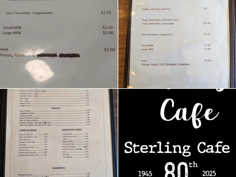 Sterling Cafe Menu