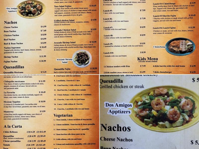 Dos Amigos Menu