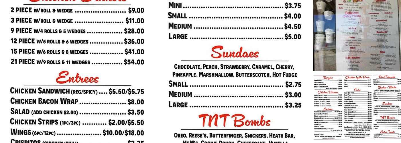TNT Dairy Land Menu