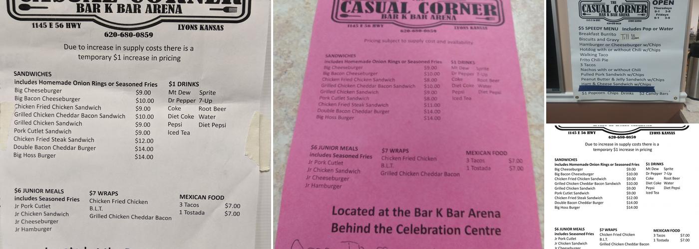 Casual Corner Carry Out Menu