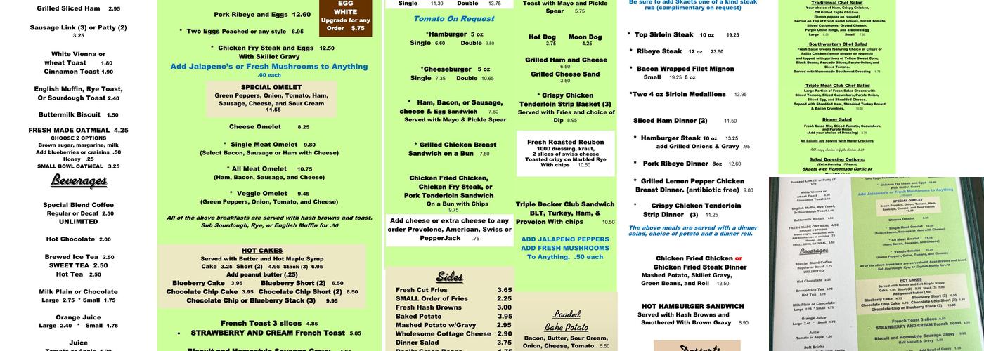 Skaets Steak Shop Menu