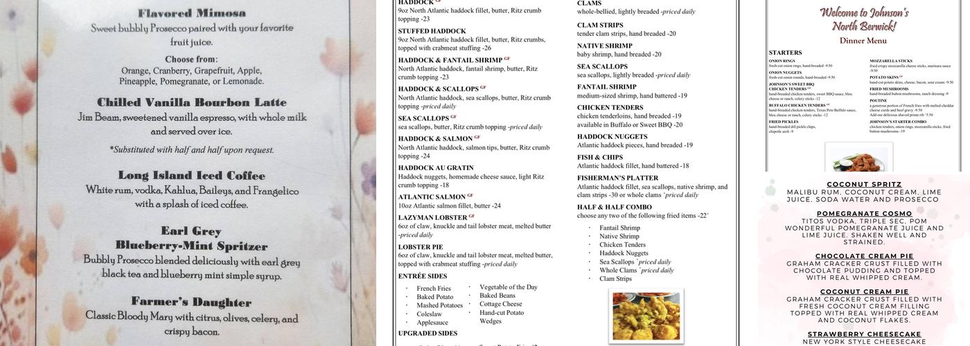Johnsons Seafood & Steak Menu