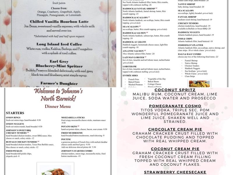 Johnsons Seafood & Steak Menu