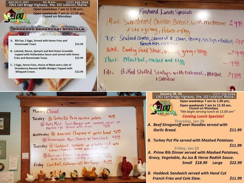 Hen House Cafe Menu