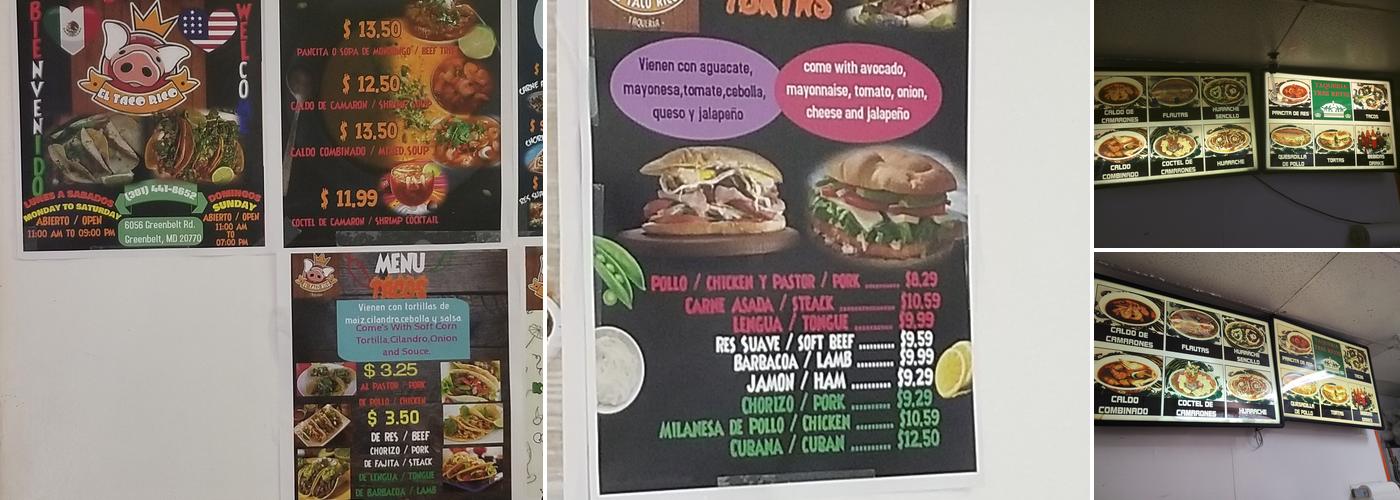 El Taco rico Menu