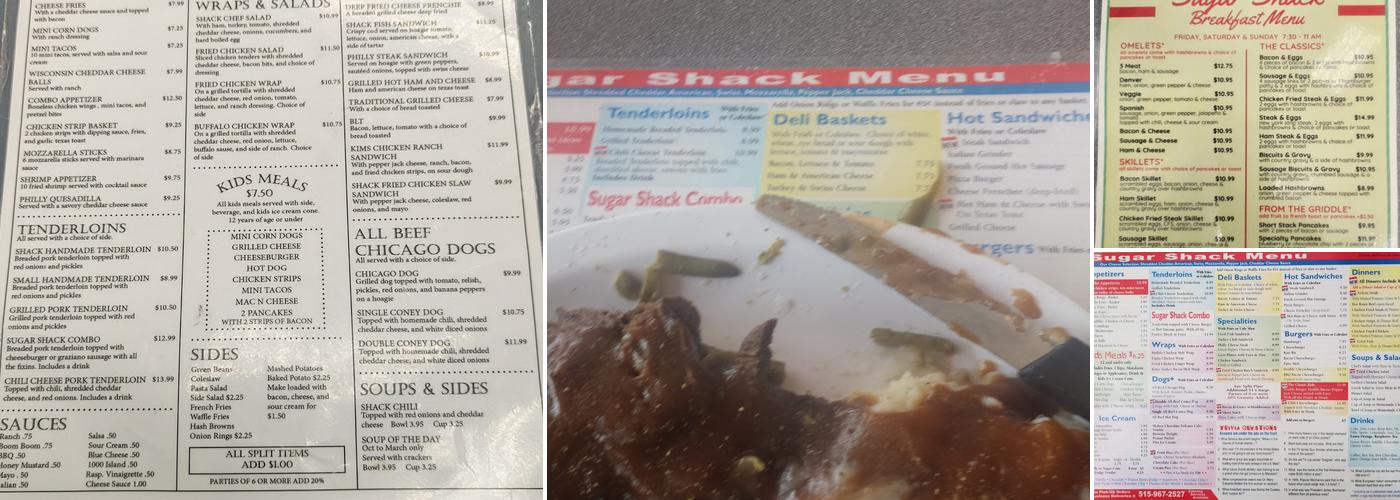 Sugar Shack Diner Menu