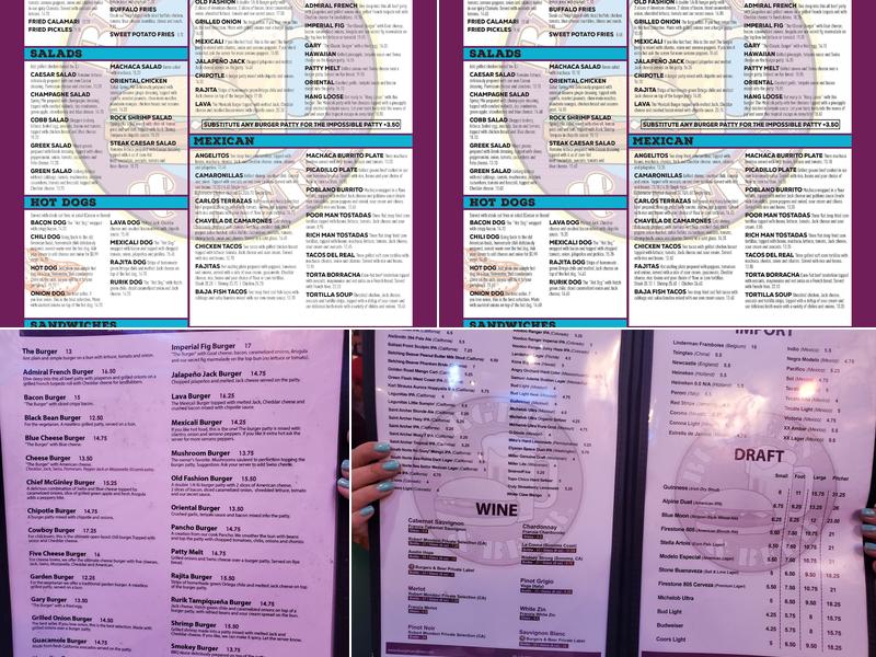 Burgers & Beer Menu