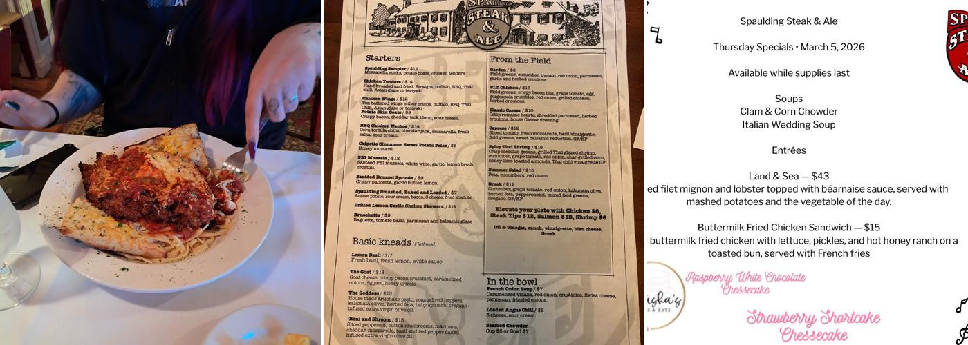 Spaulding Steak & Ale Menu
