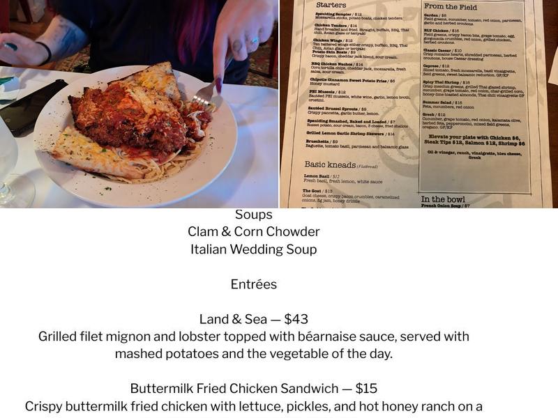 Spaulding Steak & Ale Menu