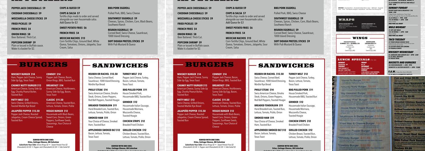 Founders Irish Pub Menu