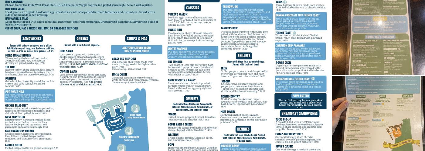 Tucker's Menu