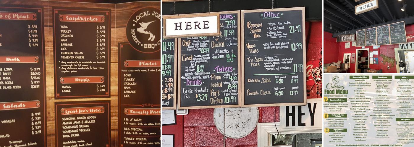 Local Joe's Cave Spring Menu
