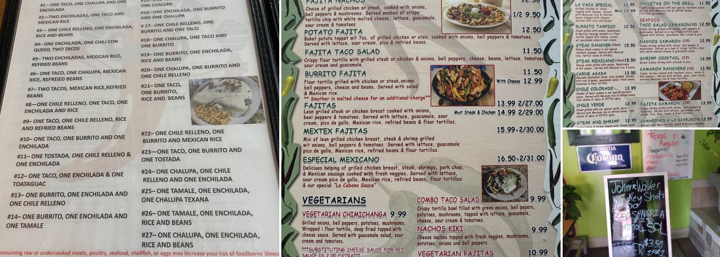 La Cabana Menu