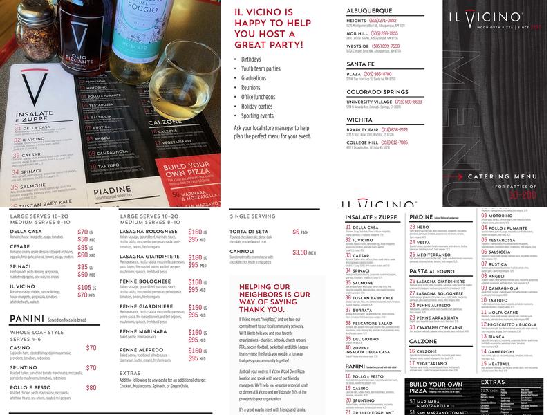 Il Vicino Wood Oven Pizza - Wichita College Hill Menu