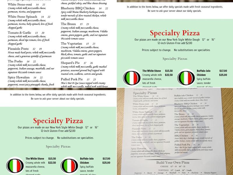 Pizzaiolo Menu