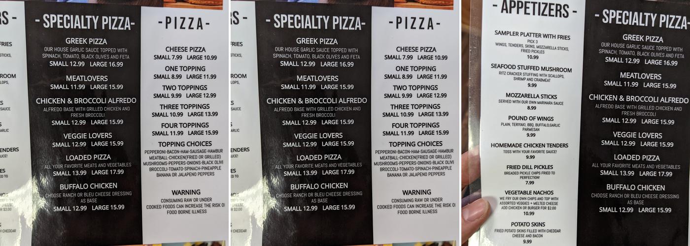 Pizza Mill Menu