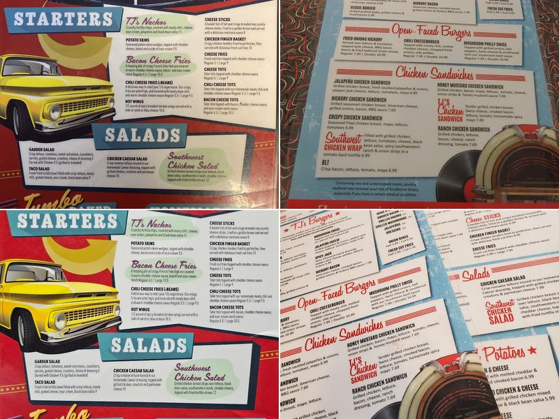T J's Burger House Menu