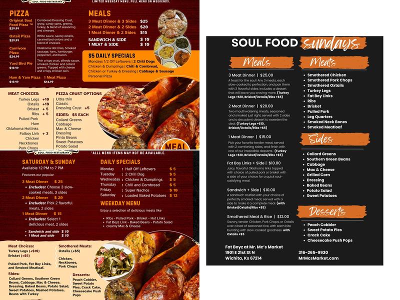 Fat Boyz Soul Food Menu