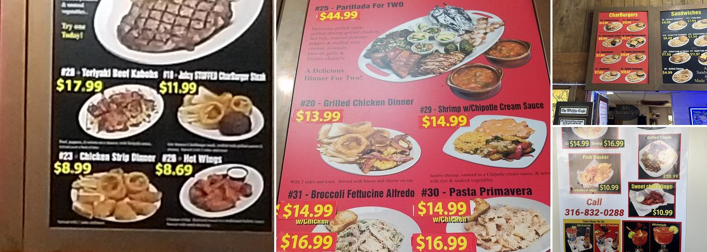 Bill's Charcoal Grill Menu