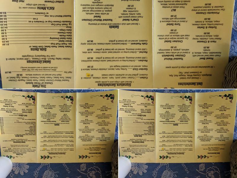 Garden Cafe Menu