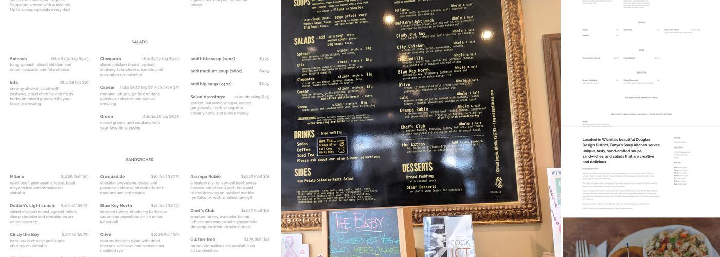 Tanya's Soup Kitchen Menu