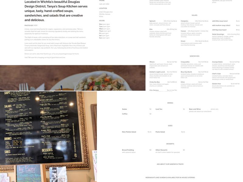 Tanya's Soup Kitchen Menu