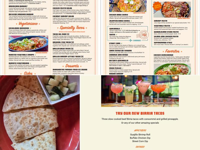 Margaritas Mexican Restaurant Menu