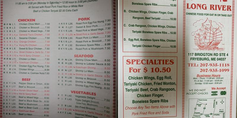 Long River Menu
