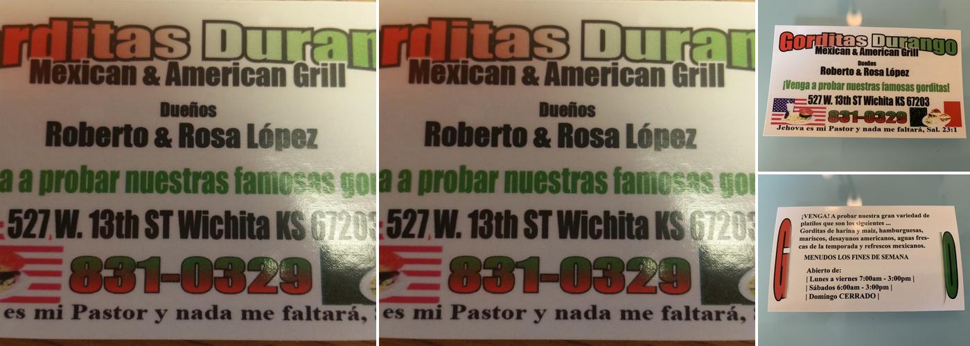 Gorditas Durango Menu