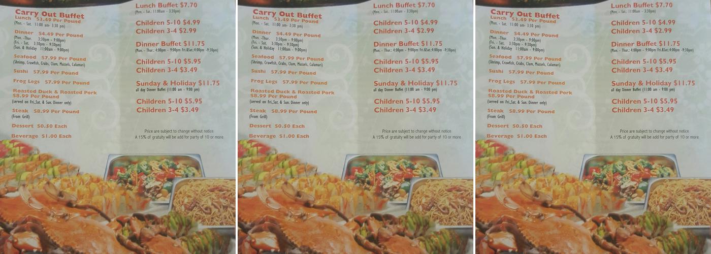 Super Buffet Menu