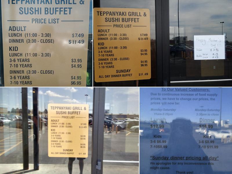 Teppanyaki Grill & Sushi Buffet Menu